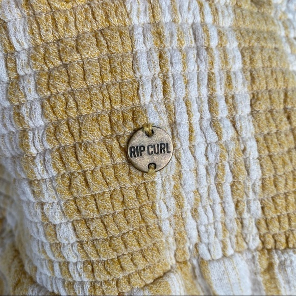 Rip Curl Seaside Stripe Pants Wide Leg High Waist Small Yellow White Pockets - Picture 9 of 11